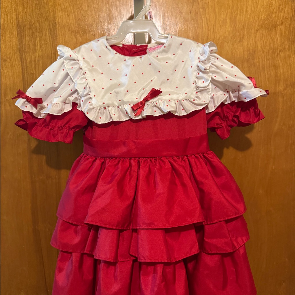 Red And White Martha’s Miniatures We’re Fussy Vintage Kids Dress Size 4t